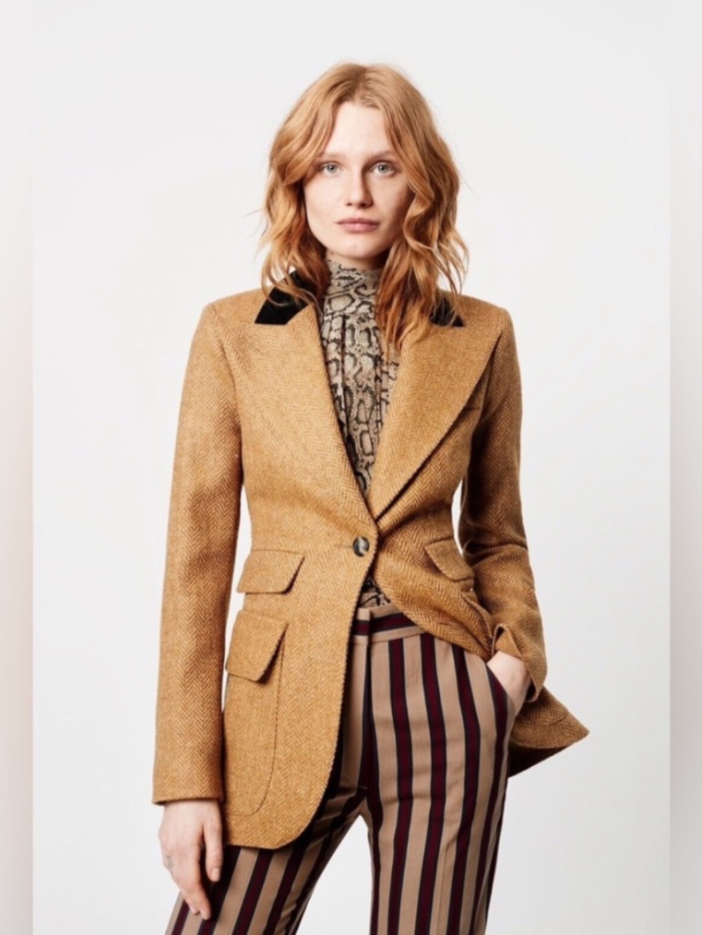 SMYTHE Blocked Birkin Blazer in Scotch Herringbone Size 6